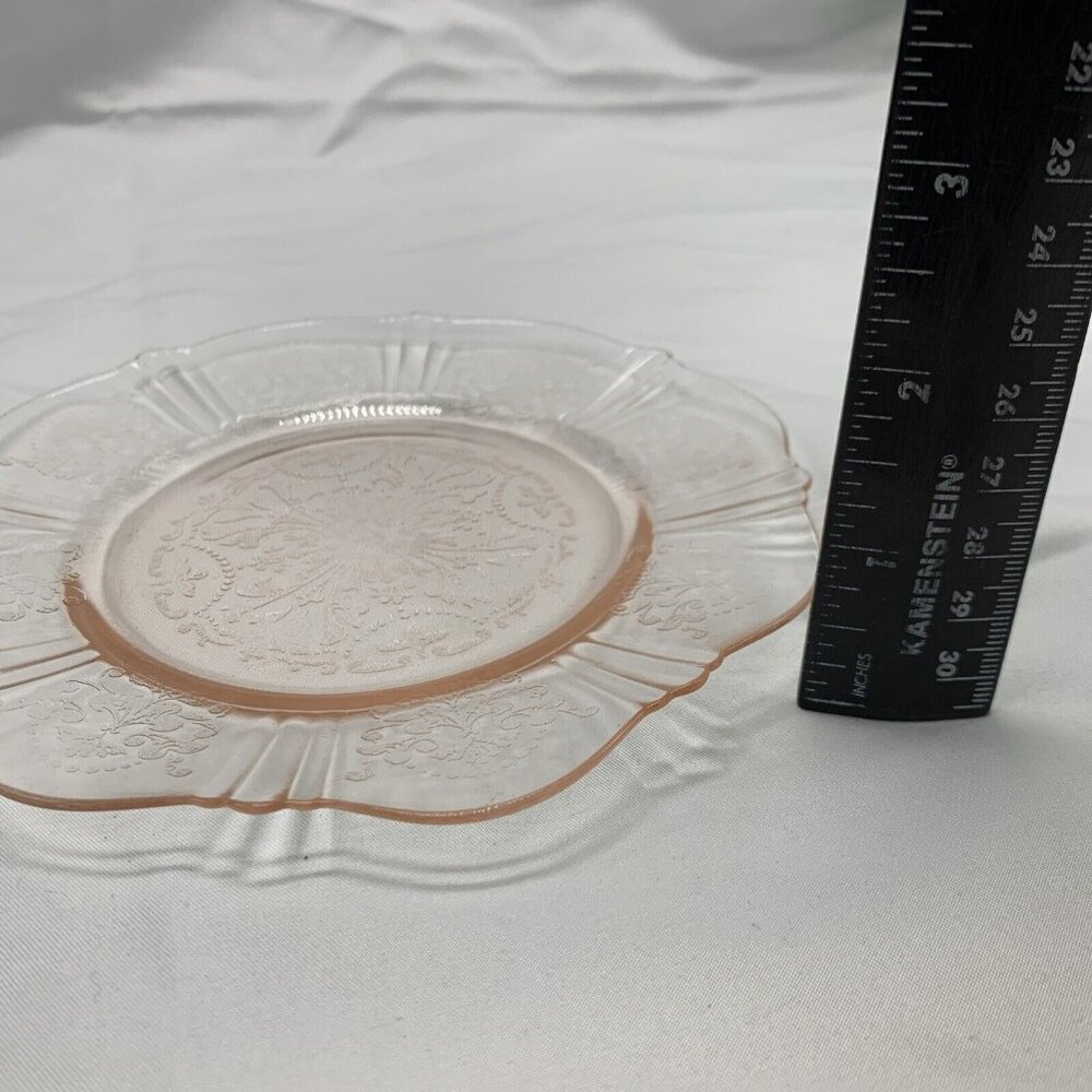 Set of 6 Vtg Macbeth Evans American Sweetheart Pink Depression Glass Dessert Pla